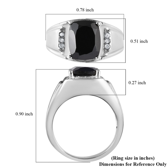 Men's Ring, Natural Thai Black Spinel and Zircon Gems. Non-Tarnish S Steel, 12  - Picture 3 of 5